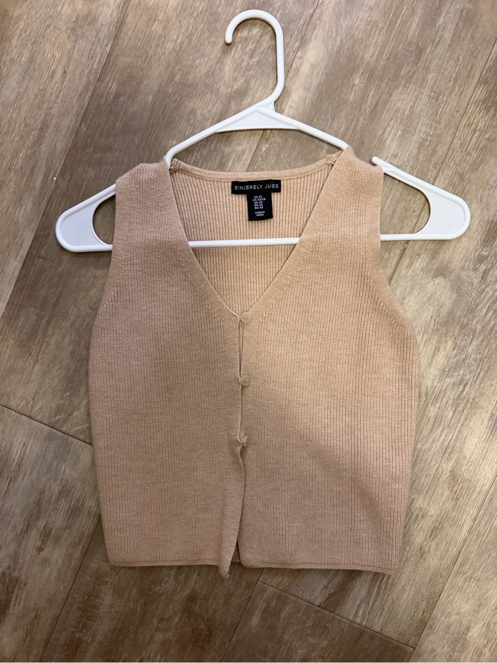 Sincerely Jules Nude Knit V-Neck Button Front Camisole